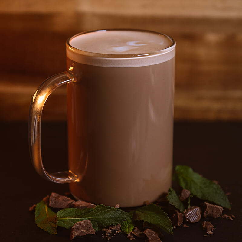 mint and dark mocha latte