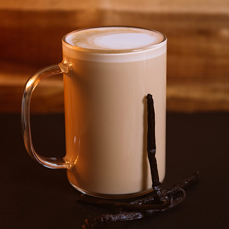 Image of Ellianos Coffee's signature drink, the Venetian Vanilla latte. It's made with a sweet splash of vanilla, our signature espresso, and creamy steamed half and half.