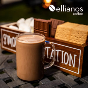Ellianos Coffee S'mores Latte with graham crackers chocolate and marshmallows