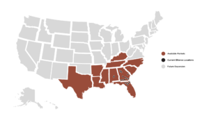 Map of United States with Ellianos Locations