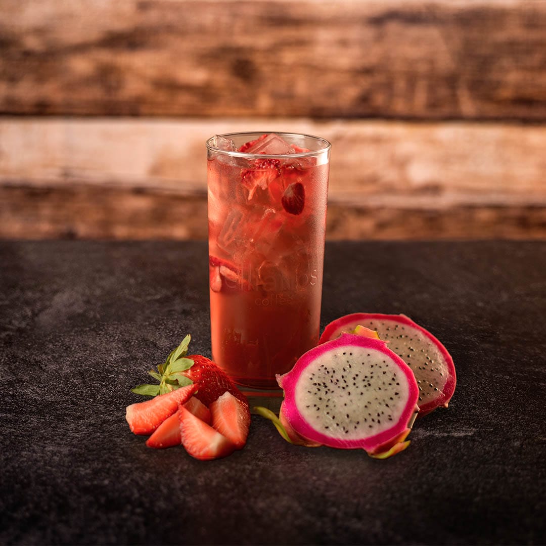 Strawberry Dragonfruit Refresher by Ellianos Coffee